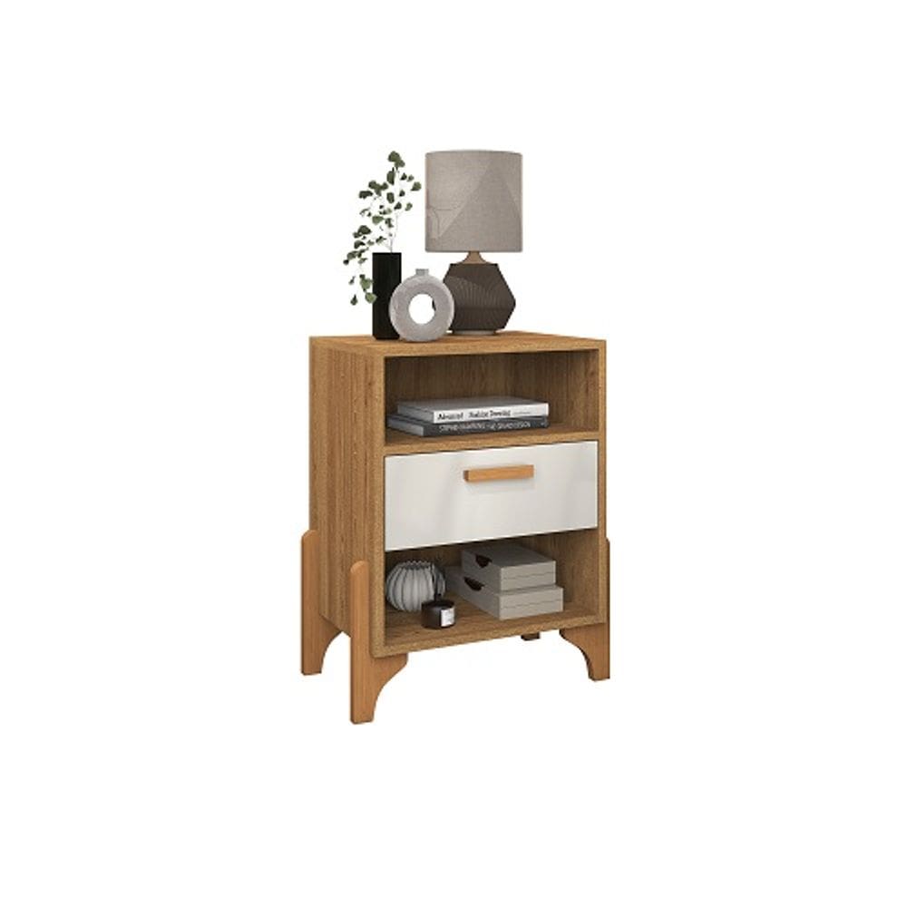 Mesa De Cabeceira Onix Freijó/Off White – Vitamov