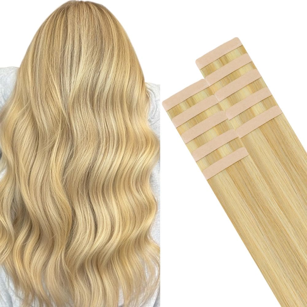 Fita adesiva em extensões de cabelo HOTBANANA 20 cm 10 unidades Balayage Blonde