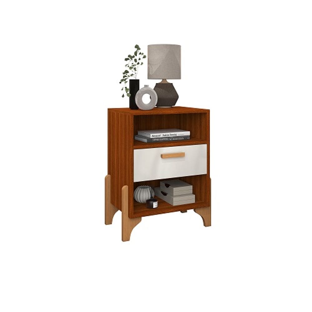 Mesa De Cabeceira Onix Cinamomo/Off White – Vitamov