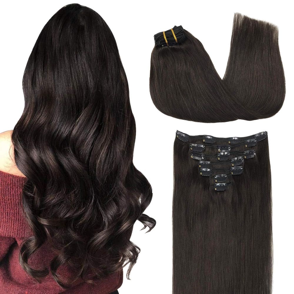 Extensões de cabelo GOO GOO Real Human Hair 40 cm 120 g 7 unidades marrom escuro