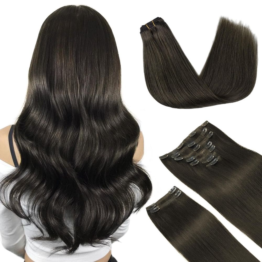 Extensões de cabelo DOORES Clip em marrom mocha 150 g 9 unidades 40 cm