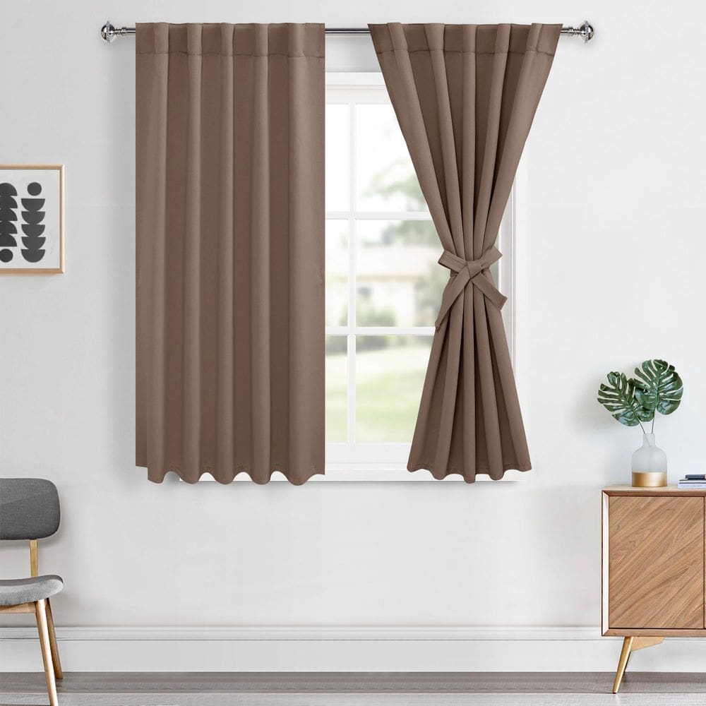 Cortinas Hiasan Short Cappuccino 137 cm de comprimento Blackout 2 peças