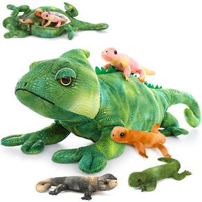 Bicho de pelúcia MoriSmos Lizard Chameleon com 4 bebês de 45 cm