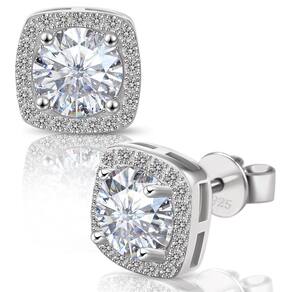 Brincos QUEENOU Moissanite em prata 925 com ouro branco de 18 quilates