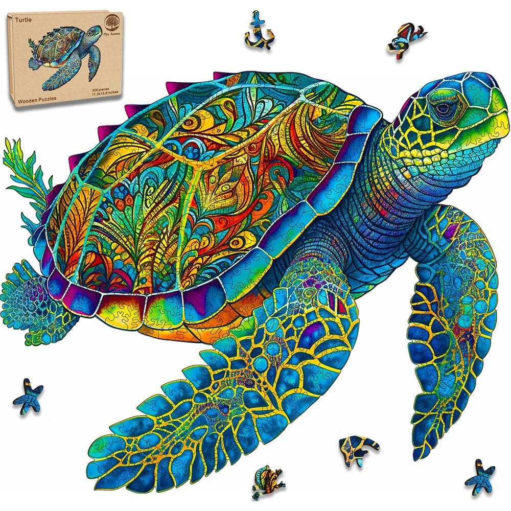 Quebra-cabeça de madeira MYS Aurora Sea Turtle 300 peças para adultos