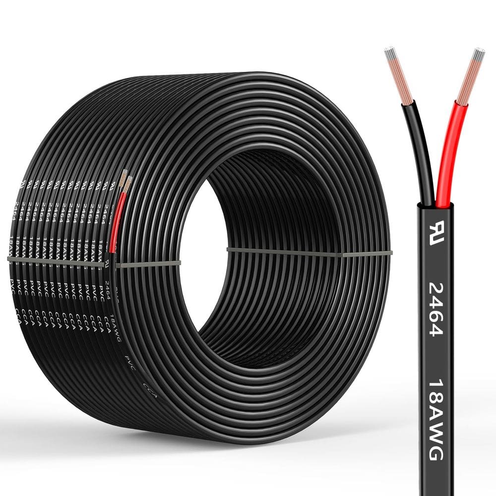 Fio elétrico Mziklr 18 Gauge 2 condutores 61m 12V/24V DC