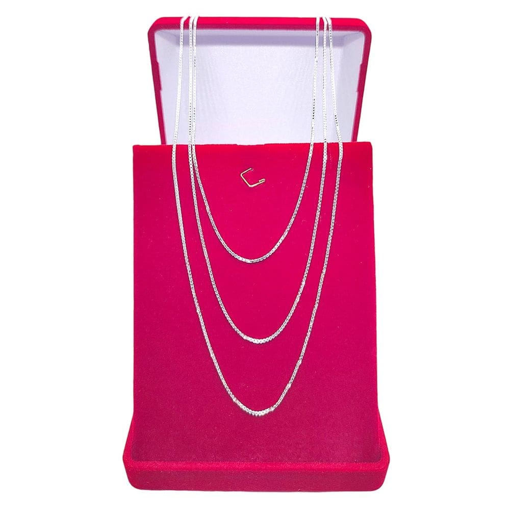 Corrente Tripla Veneziana 40cm 45cm 50cm Prata 925