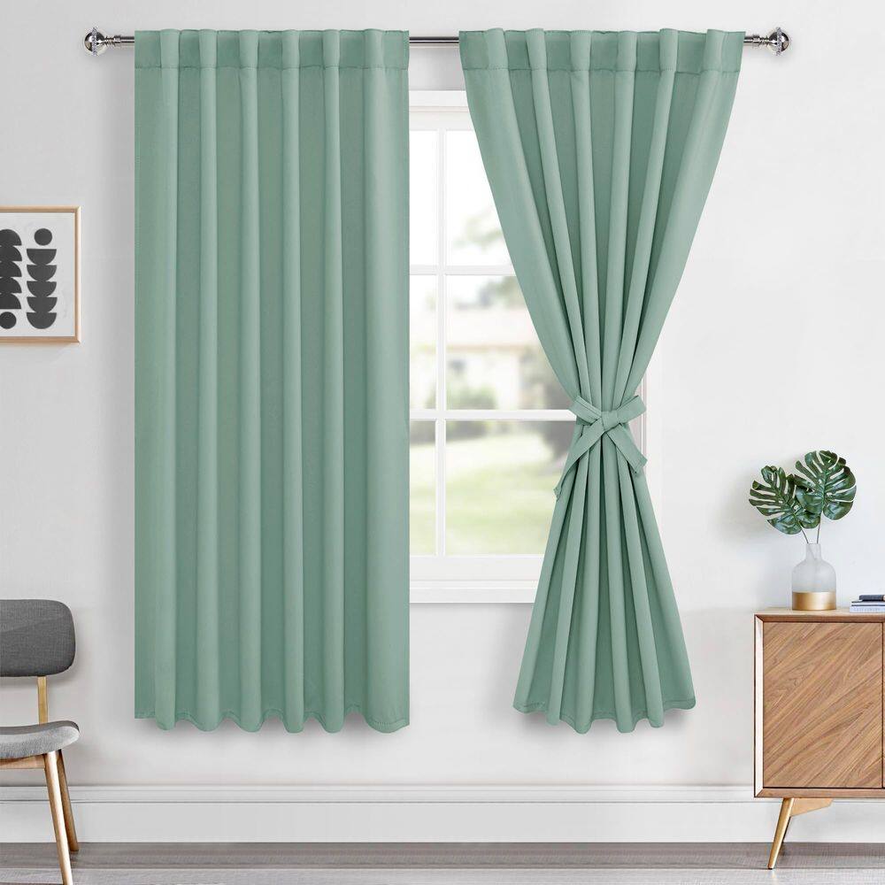 Cortinas Hiasan Light Sage 160x160cm Blackout Thermal 2 painéis