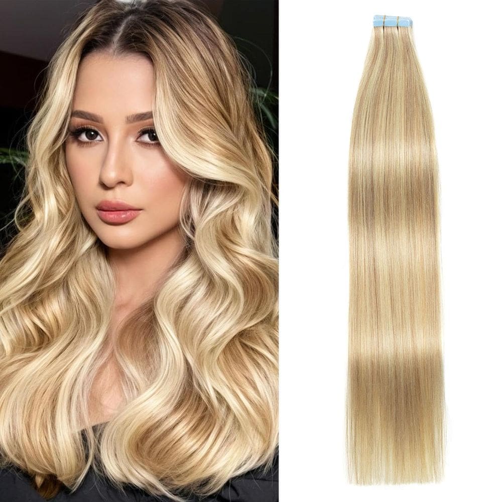 Fita adesiva em extensões de cabelo AGMITY Human Hair Ash Blonde 50g