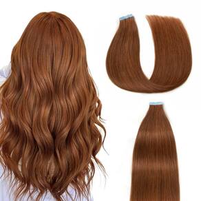Fita adesiva em extensões de cabelo AGMITY Dark Auburn 60 cm 20 unidades 50 g