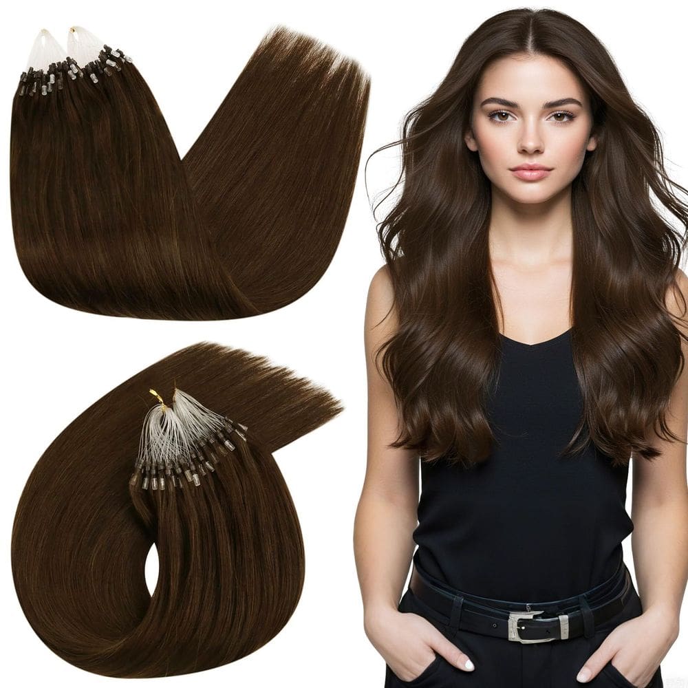 Extensões de cabelo Ugeat Microlink 24 polegadas Chocolate Brown 50g