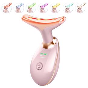 Massageador facial ELISHINE Light Based 7 cores, portátil, rosa