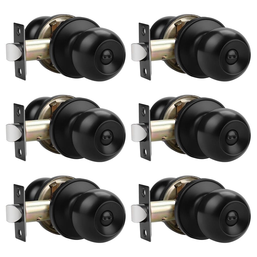 Maçanetas de porta Probrico Black Interior Lock, pacote com 6