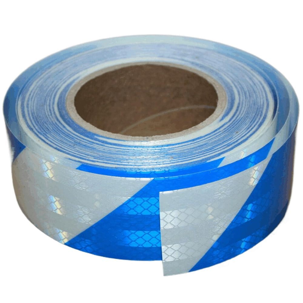 Fita reflexiva tuyrchu azul branca 5cm x 20m à prova d`água ao ar livre