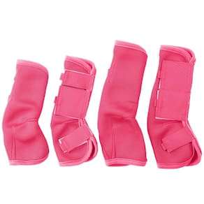 Conjunto de 4 botas Horse Fly Gallopoff de 4 malhas antiderrapantes de fluxo de ar rosa