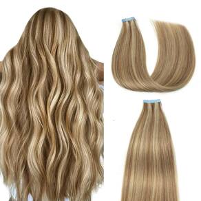 Fita adesiva em extensões de cabelo AGMITY 100% Remy Human Hair 50g/pacote