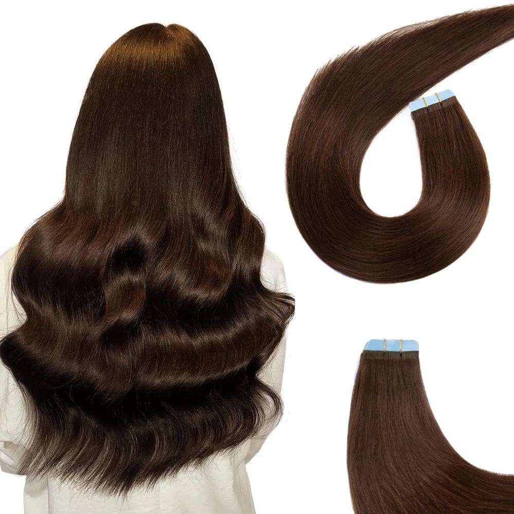Fita adesiva em extensões de cabelo AGMITY Darkest Brown 22" 50g 20 unidades