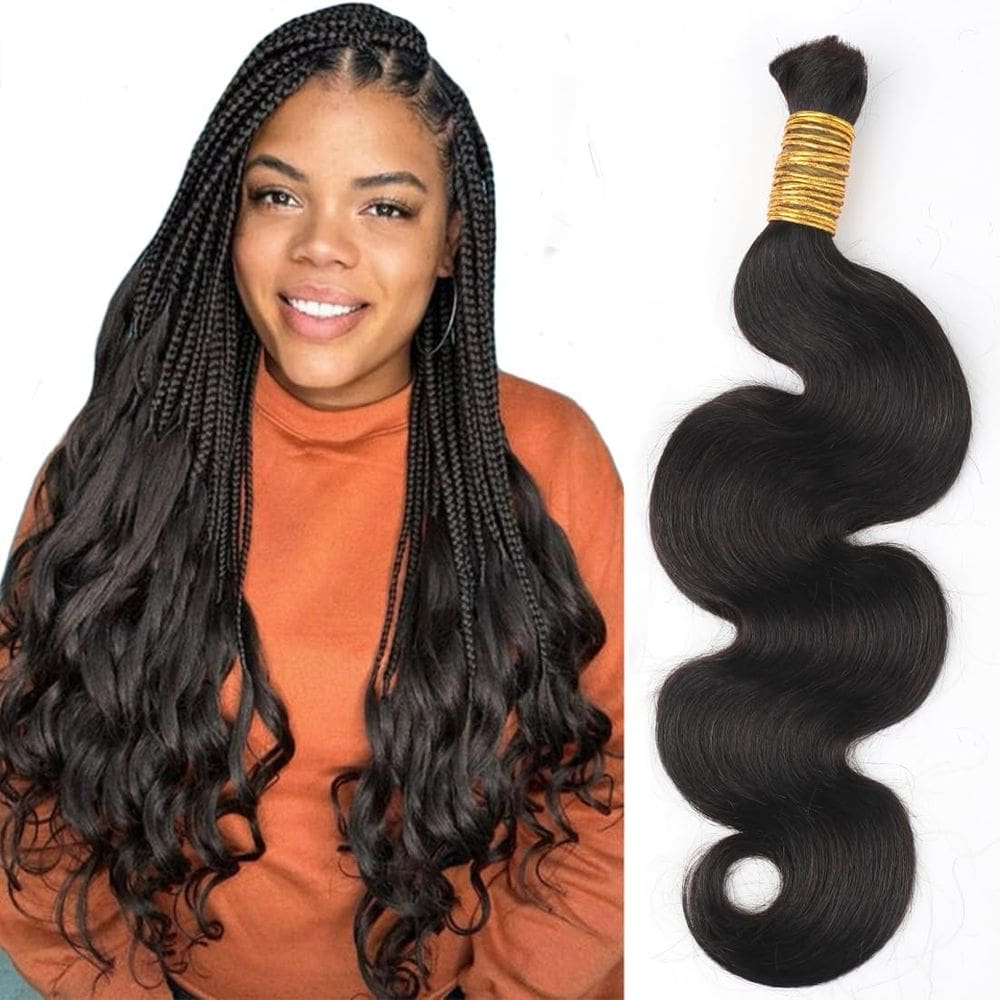 Volume de cabelo humano para trançar Lizourey Body Wave 22cm 100g