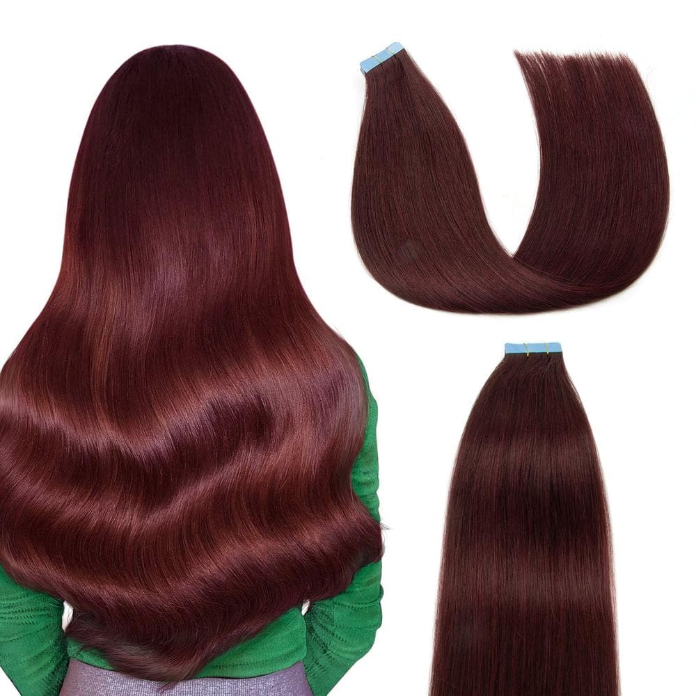 Fita adesiva em extensões de cabelo AGMITY #99j Burgundy 22" 20 unidades 50g