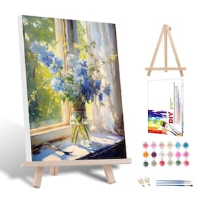Paint by Numbers HITIRECOVI Flores com moldura 30x40cm com cavalete