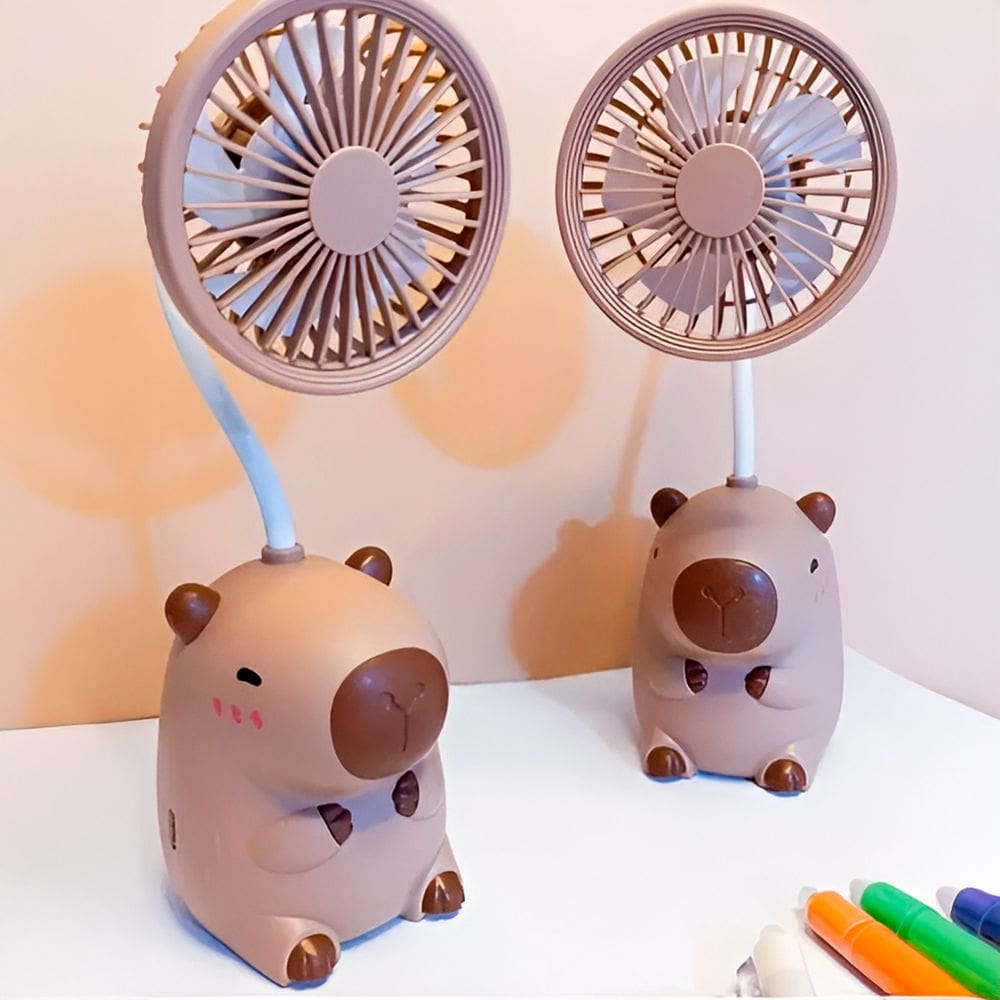 Mini Ventilador de Mesa e Apontador Formato Capivara