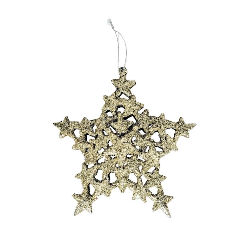 Estrela Champanhe Para Árvore De Natal 12X12Cm Penduricalho