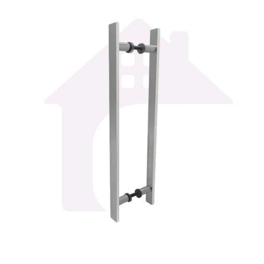 Puxador Duplo Barra Chata 50 Cm Pivotante Madeira/Vidro