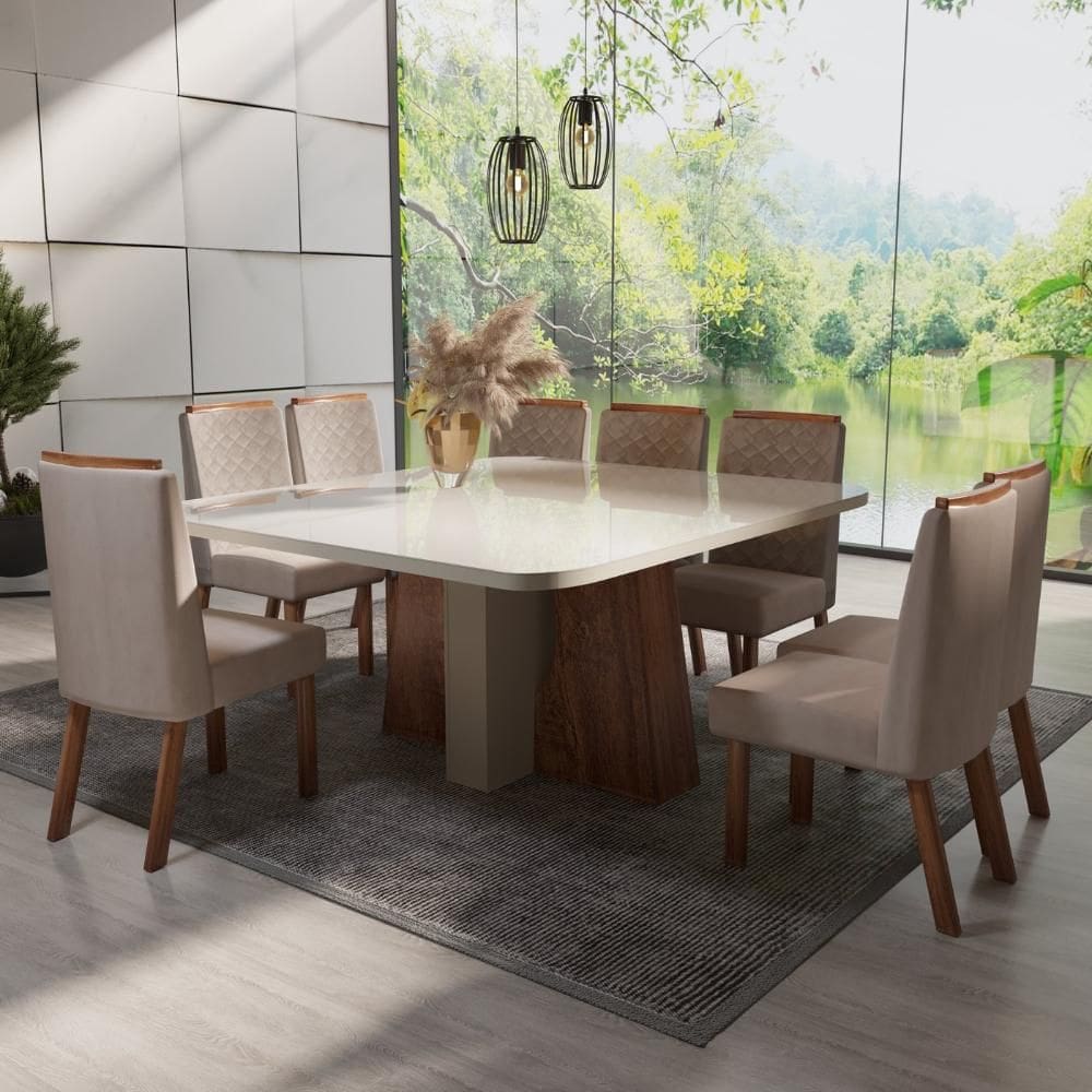 Sala de Jantar 135x135 Magic Bom Pastor 8 Cadeiras