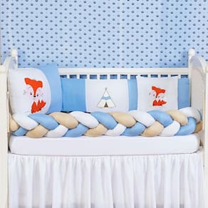 Kit Berço Trança Raposinha Feliz Menino 6 Peças Azul
