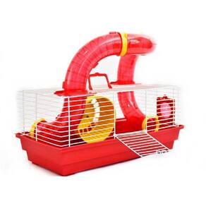 Gaiola Hamster Roedores Bragança Tubos 1 Andar Cor Vermelha