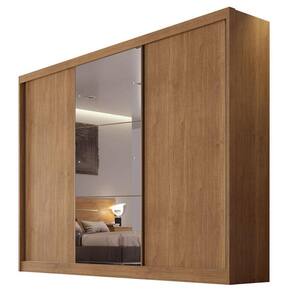 Guarda Roupa Casal Sonetto 3 Portas 8 Gavetas Cumaru 23 com Espelho - Novo Horizonte