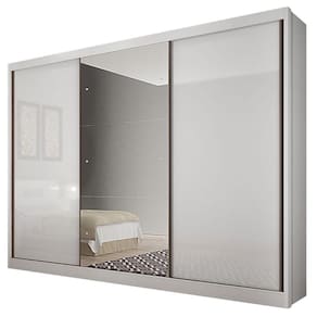 Guarda Roupa Casal Sonetto 3 Portas 6 Gavetas Neve com Espelho - Novo Horizonte
