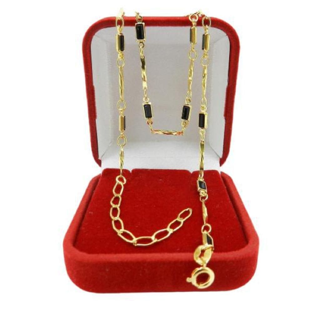 Corrente Feminina 45/50Cm 3Mm Preta Folheado Ouro Cr800B