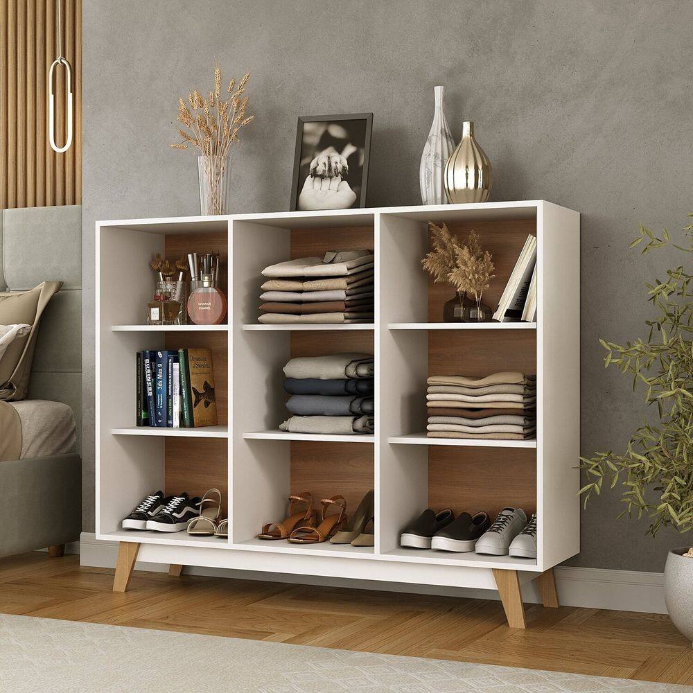 Estante para Quarto Livreiro Velora Espresso Móveis Branco/Nogal