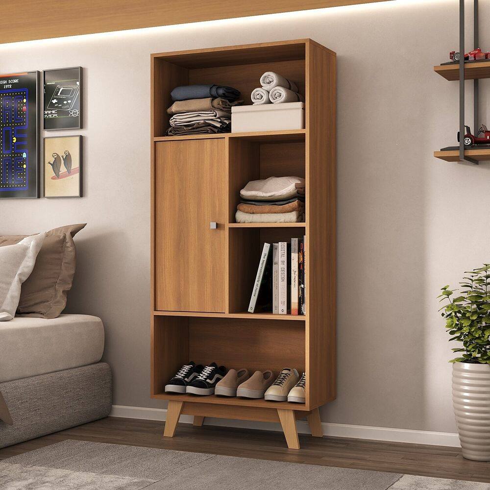 Estante para Quarto Livreiro 1 Porta Maven Espresso Móveis Nogal