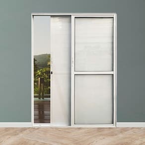 Porta Balcão Lambril 3 Folhas Alumínio 210x150cm Veneza Branco