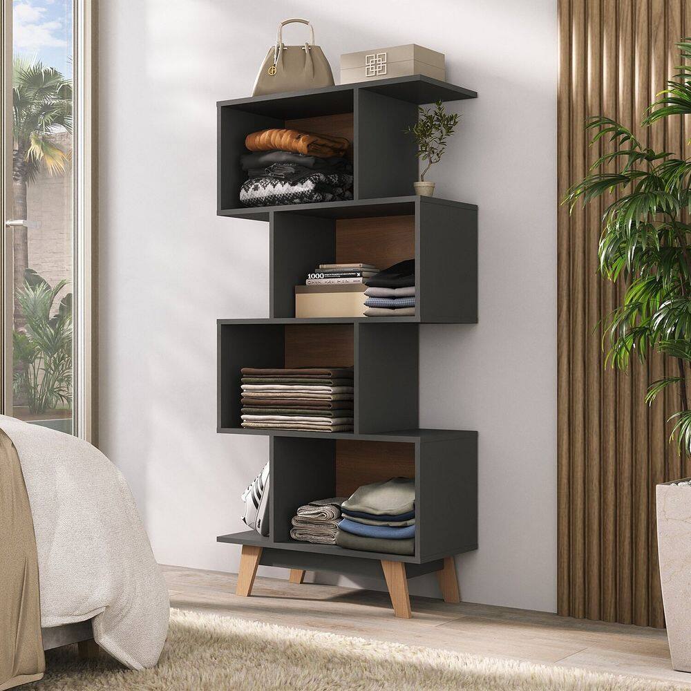 Estante para Quarto Livreiro Ravelle Espresso Móveis Grafite/Nogal