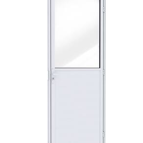 Porta de Alumínio de Giro Mista com Lambri e Vidro 215x85cm Lucasa Ideale Branco