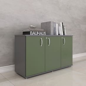 Armário para Escritório 3 Portas Credenza Grafito/Salvia