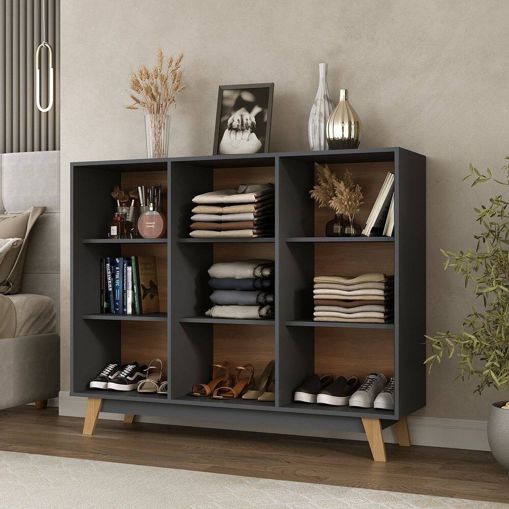 Estante para Quarto Livreiro Velora Espresso Móveis Grafite/Nogal