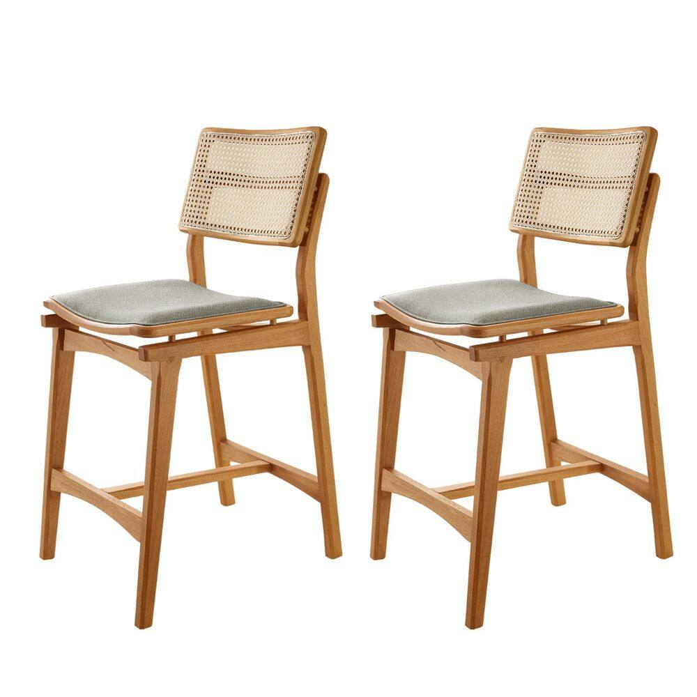 Conjunto com 2 Banquetas em Madeira Isa Premium Luna / Imbuia Natural