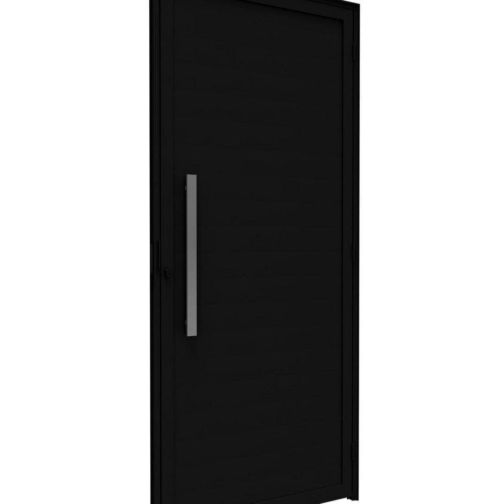 Porta de Alumínio de Giro Lambri 215x95cm com Puxador de 60cm Lucasa Ideale Preto