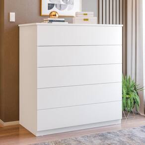 Aparador para Sala de Estar com 5 Gavetas Compacta Branco