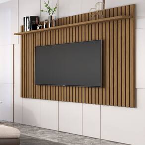 Painel para Tv 72 Polegadas com Prateleira Ripado Real Classic 1.8 Freijó