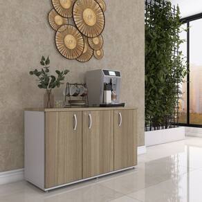 Armário para Escritório 3 Portas Credenza Cinza/Noce Naturalle