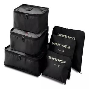 Organizador Mala Viagem Kit Completo 6 Peças Necessaire Porta Guarda Roupas Sapatos Biquini Multiuso Ziper Luxo