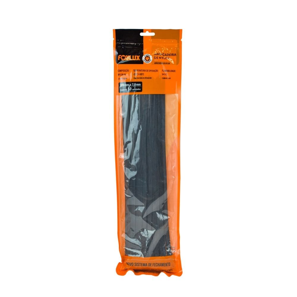 Abraçadeiras de Nylon 370 x 7 mm 50 Unidades Preto Foxlux