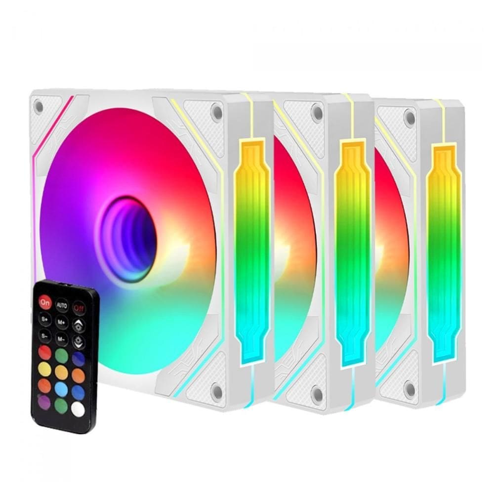 Kit 3 Coolers 120mm Liketec Enigma Snow - Led ARGB - Controle Remoto e Controladora - Branco
