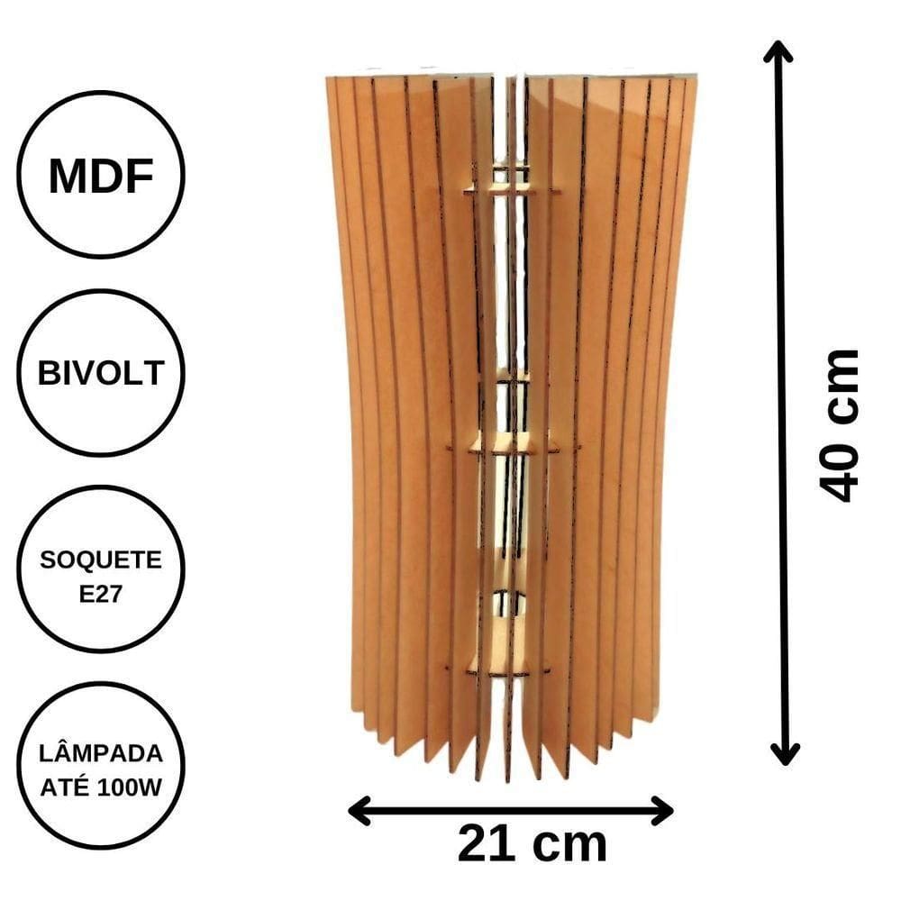 Abajur Monalisa De Mesa Marrom 40x20cm