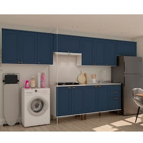 Armário De Cozinha Genialflex Iluminata 6 Peças Branco Azul